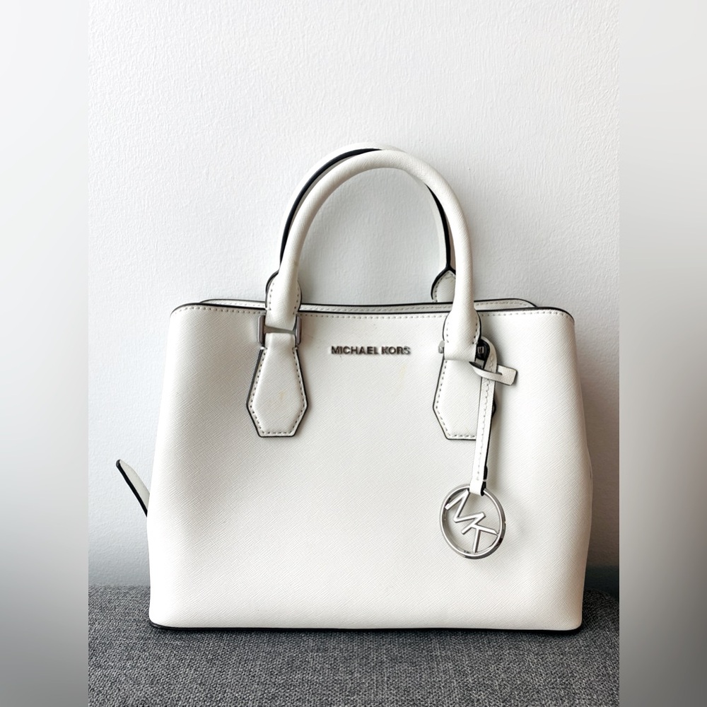 Michael Kors White Satchel with Silver Accents